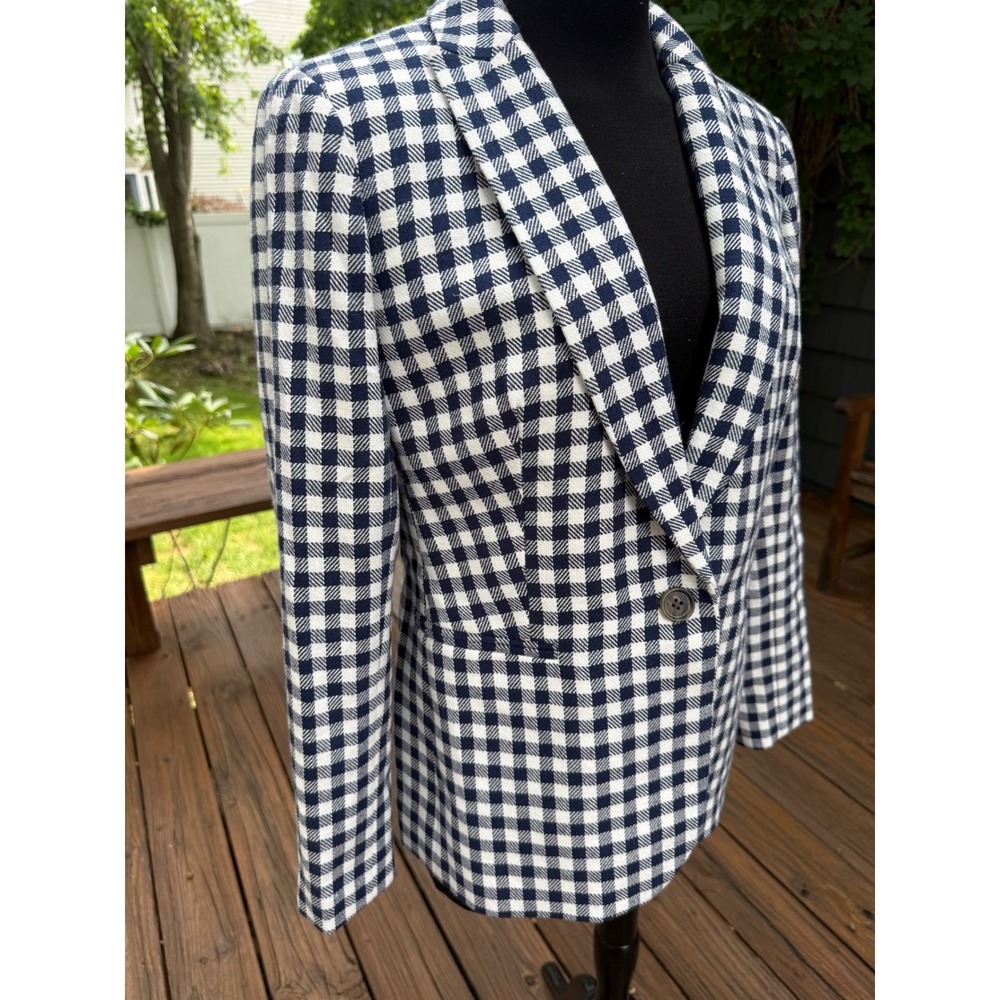 J.Crew Parke Blazer‎ Navy White Gingham Check Cotton Blend Jacket 10P NEW H2842 - Picture 4 of 14